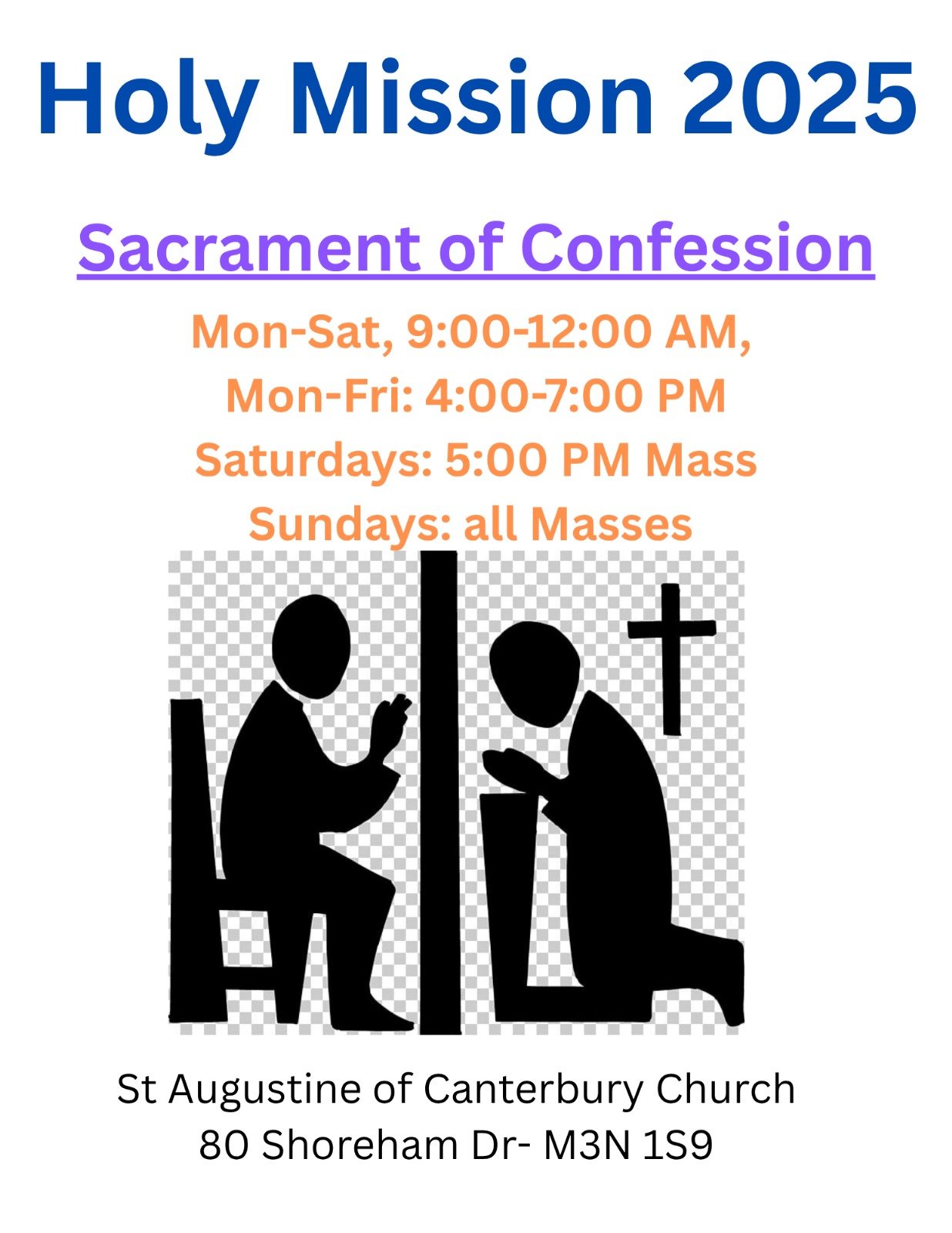 confession dates times mission 2025