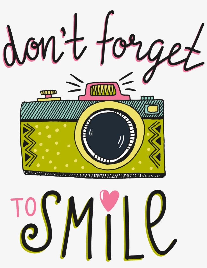 picture of camera and words don't forget to smile