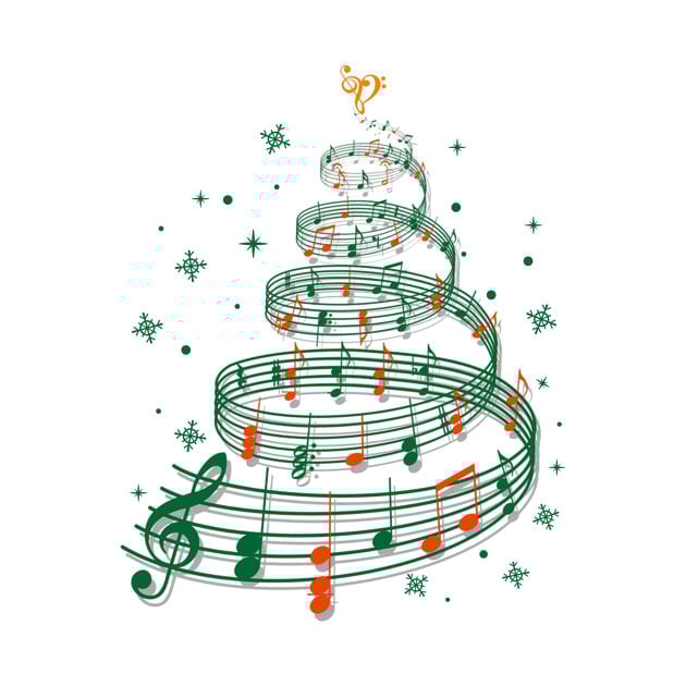 music notes in christmas tree formation