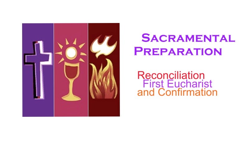 sacramental prep banner with images of the chalice, host, dove