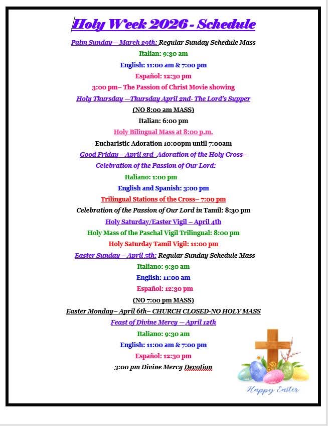 Easter schedule 2026