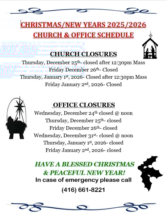 christmas office schedule 2025